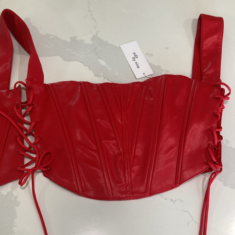 New leather cut out corset top